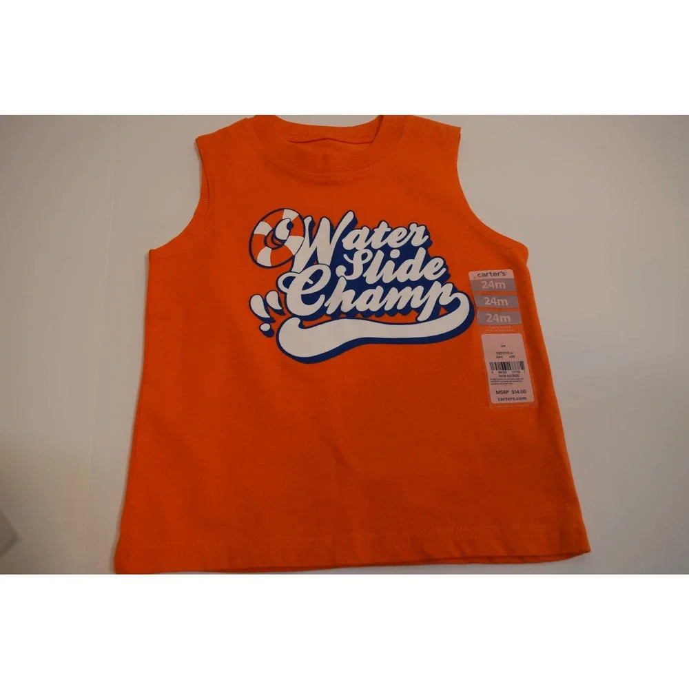 NWT‎ Carter's Water Slide Champion Tank Size 24mo Boys or Girls in Orange